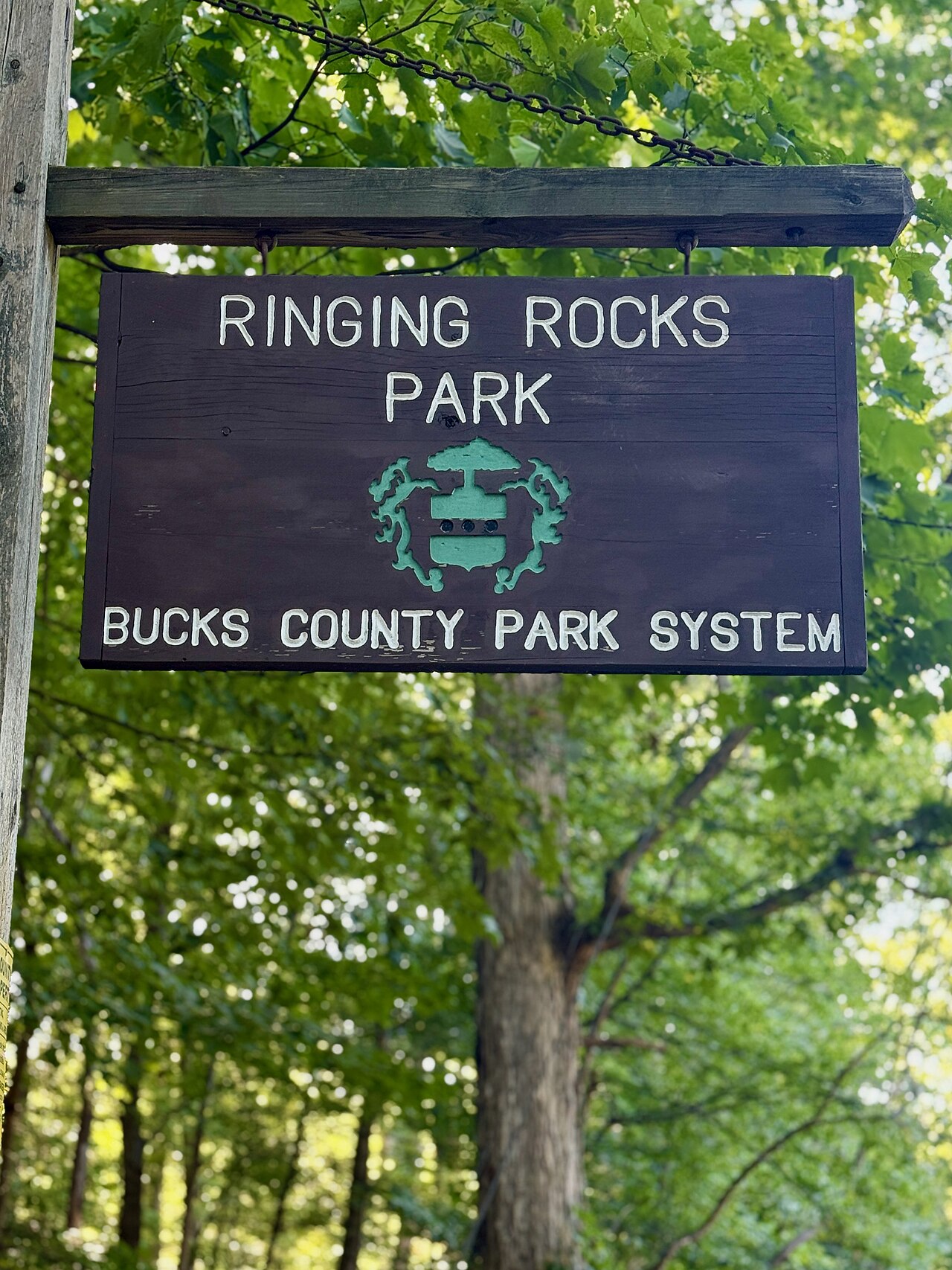 Ringing Rocks County Park entrance sign