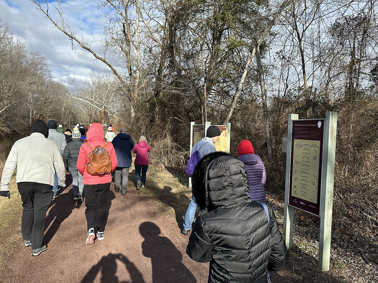 Hikers on the towpath at Washington Crossing Historic Park